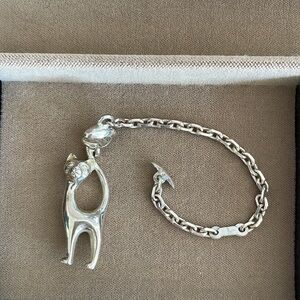 Silver cat keychain